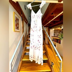 Farm Rio white maxi dress with floral details